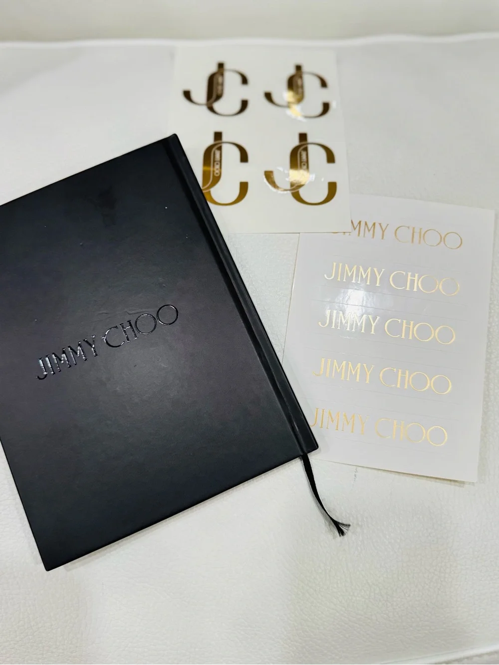 Jimmy Choo Black Notebook with Gold Logo Stickers